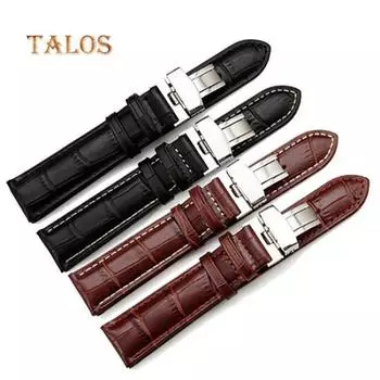Универсальный ремешок для часов из искусственной кожи TW, модный деловой браслет со складной застежкой, аксессуары 18 mmBlack&black серебряный