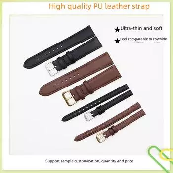 Универсальный ремешок для часов из искусственной кожи – мягкий, тонкий, универсальная пряжка для мужчин и женщин silver buckle, 16mm Width чёрный