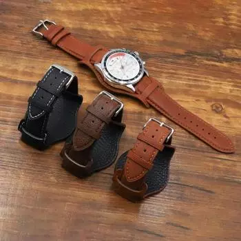 Универсальный ремешок для часов из натуральной кожи, винтажный для мужчин и женщин, полезный рассеиватель тепла, легкий ремешок для часов для отпуска 22 mm кофейный