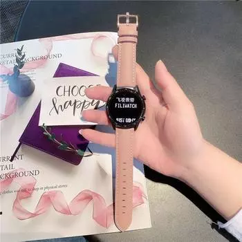 Универсальный ремешок для часов из натуральной кожи 20 мм 22 мм, элегантный удобный прочный ремешок для часов, аксессуар для часов, совместимый с Samsung, Huawei, Amazfit и т. д. 22mm розовый