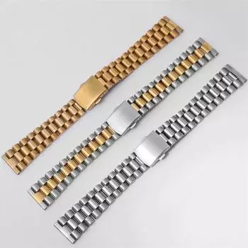 Универсальный ремешок для часов из нержавеющей стали с прямым концом 18 20 22 мм, серебряный, золотой, цельный браслет со звеньями, подходит для часов Enicar Orient Seiko 18mm