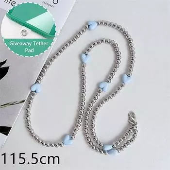 Универсальный ремешок для телефона через плечо с бусинами, длинные шейные ремешки, чехол для телефона с защитой от потери и нашивкой для iPhone, Samsung, Xiaomi