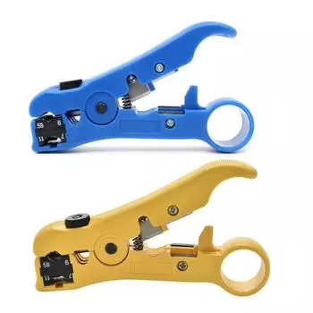 Универсальный резак для зачистки проводов, кабель для плоских или круглых проводов UTP/STP RG59/6/7/11, коаксиальный инструмент для зачистки коаксиального кабеля синий