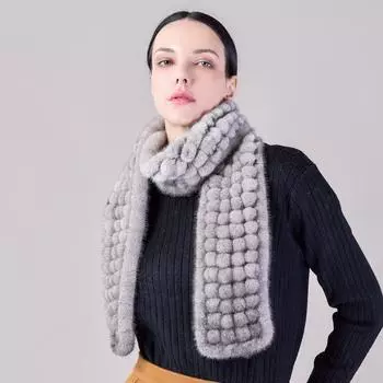 Универсальный шарф из меха норки женский осенне-зимний теплый меховой плетеный шарф длинный двухсторонний четырехволейный настоящий волосяной шарик 150cm*14cm