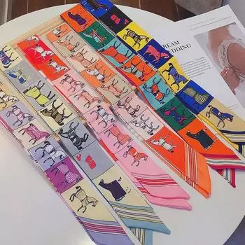 Универсальный шелковый шарф из твила от H: Маленький, длинный и тонкий для сумок и волос