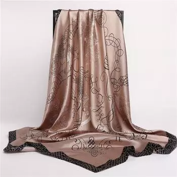 Универсальный шелковый шарф, женский большой платок с цветочным принтом, палантин, квадратная бандана, роскошный платок, женский платок, кашне, шейный платок 90x90cm