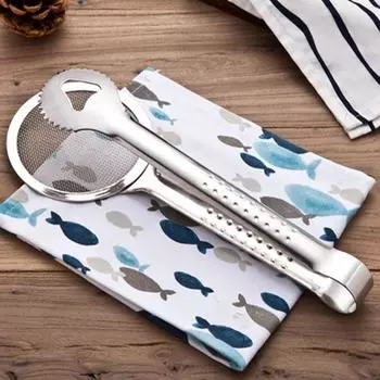 Универсальный скиммер для масла и зажим для еды с кухонным ситом из нержавеющей стали, идеально подходящий для фильтрации, жарки и черпания