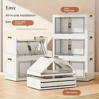 Универсальный складной ящик для хранения с прозрачными дверцами, водонепроницаемый портативный органайзер для одежды, книг, игрушек и многого другого, идеально подходит для спальни, ванной комнаты, гостиной 1 Layer (without Pulleys)