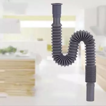 Универсальный слив для умывальника Гибкий слив для кухонной раковины Дезодорирующий фильтр Сливной шланг Труба Главная серый