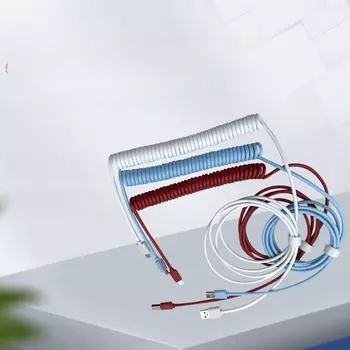 Универсальный спиральный кабель для клавиатуры с USB-пружиной и совместимостью с данными TPC No-hook plug-in integrated красный