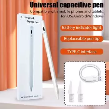 Универсальный стилус для рисования, сенсорный емкостный экран, сенсорная ручка для Apple, Android, iPad, iPhone, Samsung, Xiaomi, телефон белый