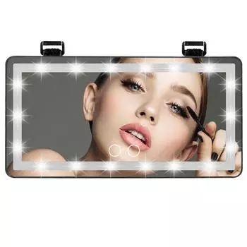 Универсальный светодиодный автомобильный козырек, косметическое зеркало, USB перезаряжаемое автомобильное зеркало для макияжа, зеркало заднего вида, солнцезащитное косметическое зеркало с сенсорным экраном чёрный