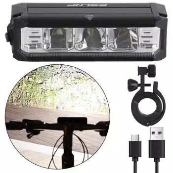 Универсальный светодиодный налобный фонарь 5 режимов Портативные фонари для горного велосипеда Фонари для горного велосипеда Лампы-прожекторы Водонепроницаемые перезаряжаемые велосипедные фары Black