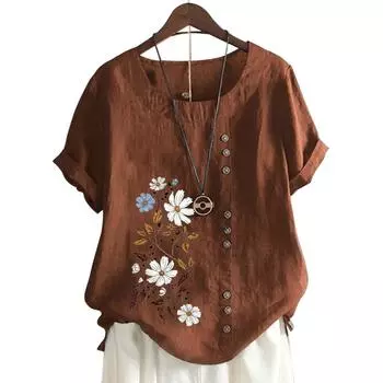 Универсальный топ с круглым вырезом и короткими рукавами в 11 цветах для женщин S озеро синий