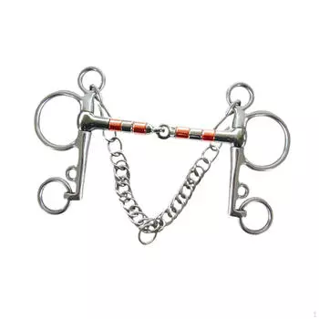 Универсальный трензель для лошадей с крючками, нержавеющий, с полной щекой 127mm