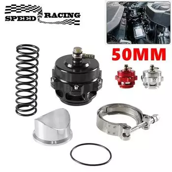 Универсальный турбовыпускной клапан 50 мм BOV с приваренным алюминиевым V-образным фланцем, пружины 6PSI+18PSI серебряный