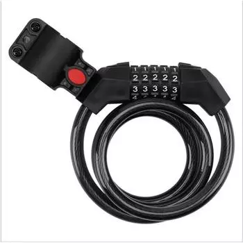 Универсальный велосипедный замок для горного велосипеда, 5-значный пароль, противоугонный портативный защитный стальной цепной замок для мотоцикла с паролем чёрный