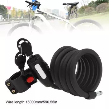 Универсальный велосипедный замок с сердечником из чистой меди 1,5 м для велосипедов/скутеров/каяков с 2 ключами, кронштейном замка