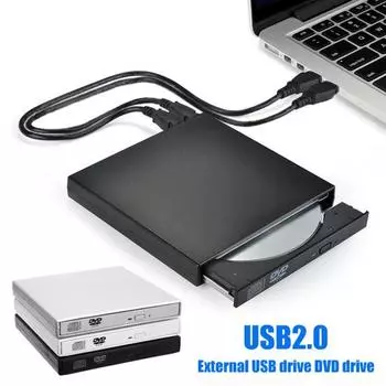 Универсальный внешний оптический привод USB DVD 24X CD-рекордер для ноутбука чёрный