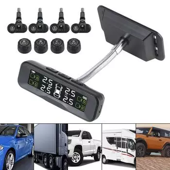 Универсальный внешний/внутренний датчик TPMS на солнечной батарее, система контроля давления в шинах автомобиля, высокая точность, регулируемый угол