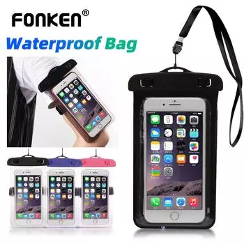 Универсальный водонепроницаемый чехол для телефона Fonken, сумка на руку, чехол для дайвинга, плавания, сухая сумка, защитный чехол для подводного плавания для iPhone samsung чёрный