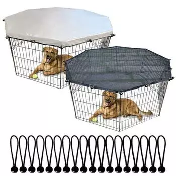 Универсальный восьмиугольный забор для собак, верхняя крышка, солнцезащитный козырек от дождя, защитный чехол для забора для домашних животных, напольный коврик 24 дюйма A чёрный