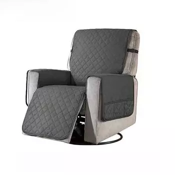 Универсальный вязаный чехол для дивана-реклайнера - однотонный, всесезонная защита для отдельных кресел S чёрный