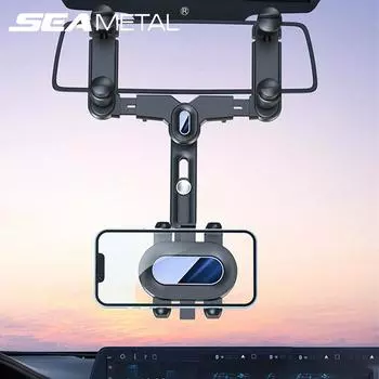 Универсальный вращающийся на 360 градусов автомобильный держатель для телефона SEAMETAL, подставка для зеркала заднего вида, подставка для мобильного телефона с GPS чёрный