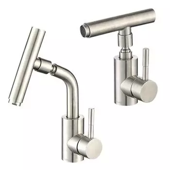 Универсальный вращающийся смеситель для раковины из нержавеющей стали 304, смеситель для ванной комнаты, умывальник, керамический смеситель для горячей и холодной воды для домашнего использования Unpiped