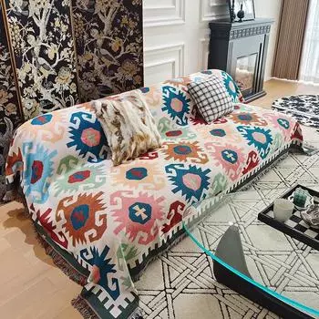 Универсальный всесезонный чехол для дивана Жаккардовое полотенце для дивана Простой чехол для дивана Ткань Полотенце Все включено Цельная салфетка для дивана от пыли 90x180