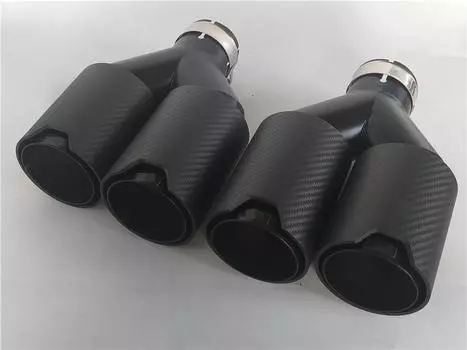 Универсальный Y-образный левый правый боковой полностью матовый автомобильный утолщенный 100% настоящий карбоновый выхлоп двойные насадки для BMW 63 мм вход 89 мм выход двойные трубы