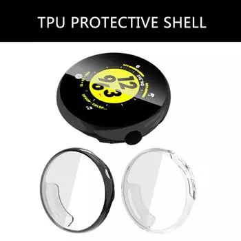 Универсальный защитный чехол для Pixel Watch 3 41/45 мм TPU с полным покрытием от царапин, повышающий долговечность 45 чёрный