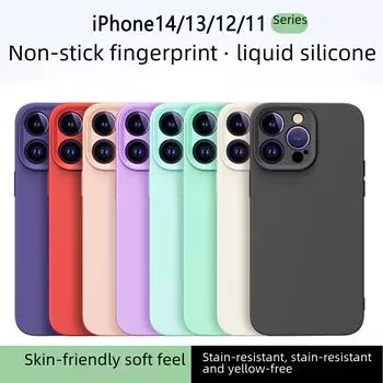 Универсальный защитный чехол из жидкого силикона для iPhone 16 с линзой Apple 15, 14 Pro Max, 13 с защитой от падений. iPhone14ProMax