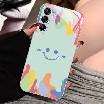 Универсальный защитный чехол из жидкого стекла с рисунком радужного смайла и граффити для Samsung A71 A20 S30 A42 A53 A73. Samsung A33 5G