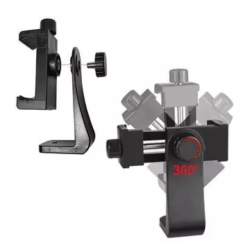 Универсальный зажим для мобильного телефона на 360 градусов, совместимый с креплением для штатива iPhone с винтом 1/4, держатель для мобильного телефона, адаптер для штатива на столе чёрный