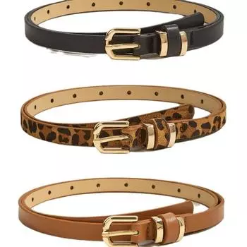 Универсальный женский ремень шириной 1,3 см с леопардовым принтом, модный узкий кожаный ремень в подарок camel-1pc