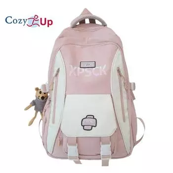 Универсальный женский рюкзак большой вместимости с буквенным дизайном, снижающий нагрузку, рюкзак для отдыха для пары 32x18x47cm розовый