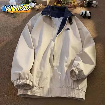 Университетские куртки женские пальто большого размера японская мода ветровка Харадзюку Y2k уличная одежда корейская осенняя одежда тренд хиппи мужские