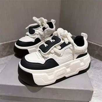 Университетский стиль Белые туфли для женщин Осень Новые Платформа Платформа Elevator Wild Students Повседневная Спортивная Скейтерская Обувь Tide 35 белый