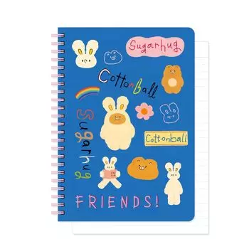 Unmathced Friends Line Spiral Notebook Hardcover x inches 128 pages Series.2 - Blue, 5.83 8.27