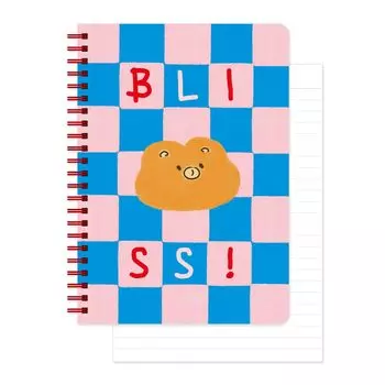 Unmathced Friends Line Spiral Notebook Pink Hardcover x inches 128 pages Series.2 - Blue, 5.83 8.27