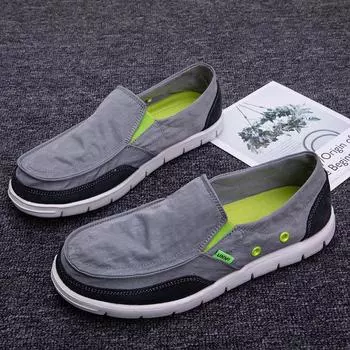 Unn Новые зонтичные тканевые мужские туфли из парусины Старые пекинские тканевые туфли Мужские ленивые туфли с одной педалью Низкие тканевые туфли 40