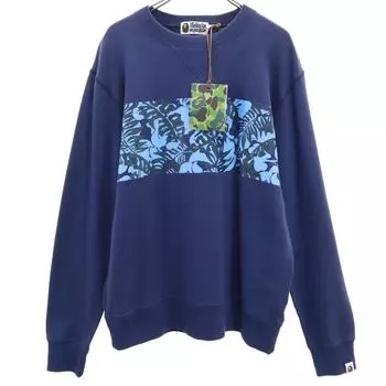 unused A BATHING APE Long sleeve sweat trainer L blue Men s Used