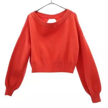 unused Diagram Long sleeve knit 36 Red sweater Women Used