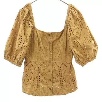 unused GANNI race Five-quarter sleeve Square neck blouse 38 beige Women Used