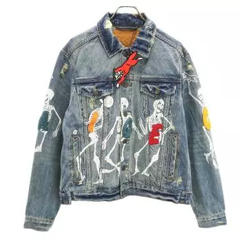 unused ICE CREAM skeleton Damage processing Denim Jacket S blue With bag Men s Used