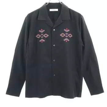 unused Johnbull Long sleeve Embroidery shirt M black embroidery Men s Used