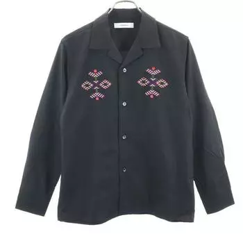 unused Johnbull Long sleeve Embroidery shirt S black embroidery Men s Used