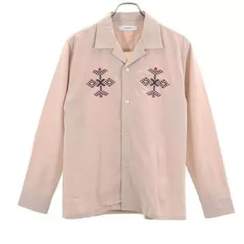 unused Johnbull Long sleeve Embroidery shirt S pink embroidery Men s Used