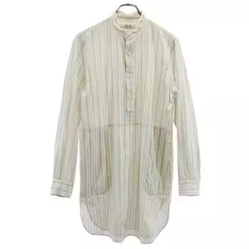 UNUSED made in Japan stripe Long sleeve Band collar shirt 1 Off-white Men s Used